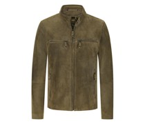Lederjacke Knockhill aus Veloursleder  Oliv