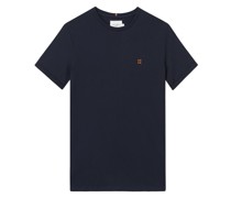 Les Deux Unifarbenes T-Shirt Nørregaard mit kleiner Stickerei