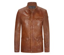 Lederjacke im Fieldjacket-Look  Cognac