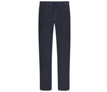 Leinenhose mit Dehnbund und Kordelzug, Tapered Fit