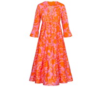 CALIBAN Kleid aus Baumwolle mit floralem Muster in Pink-Orange gemustert Onlineshop bei/PinkOrange