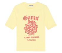 GANNI Shirt FLOWER FITTED mit Print in Yellow Cream bei/Gelb
