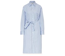WEEKEND MAX MARA Kleid EDIPO aus Baumwoll-Seiden-Mix in Light Blue gestreift /Blau