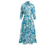 CALIBAN Damen Kleid mit Allover-Print in Weiß-Blau gemustert /BlauWeißMehrfarbig