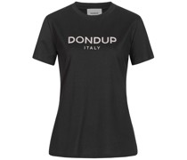 DONDUP T-Shirt mit Logo-Print und Rundhalsausschnitt aus Baumwolle in Schwarz /Schwarz