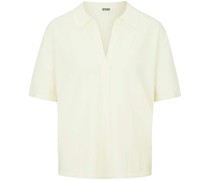 DRYKORN Shirt SOMELI mit Kragen und V-Ausschnitt aus Viskose in Offwhite und /Weiß