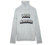 ZADIGVOLTAIRE Pullover ALMA WE MON AMOUR mit Wording in Gris Chine /Grau