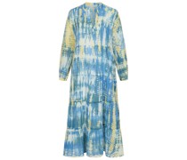 MAISON HOTEL Kleid DIDI mit V-Ausschnitt und Batik-Muster in Sky /BlauMehrfarbig