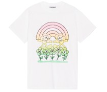 GANNI Shirt RAINBOW mit Regenbogen-Print in Bright White bei/Weiß