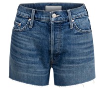 MOTHER Denim-Shorts TOMCAT KICK FRAY mit Destroyed-Detail in Plating with Scissor /Blau