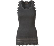 ROSEMUNDE Top BENITA aus Seide mit Spitzenbesatz in Dark Grey Melange /Grau