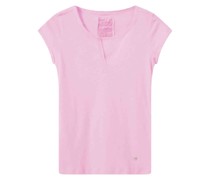 MOS MOSH T-Shirt TROY aus Leinen-Baumwoll-Gemisch in Black /Pink