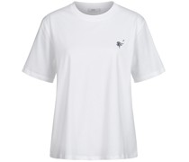 CLOSED T-Shirt mit Stickerei in White/Beige /Weiß