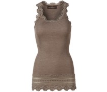 ROSEMUNDE Top BENITA aus Seide mit Spitzenbesatz in Brown Melange /Braun