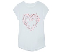 ZADIGVOLTAIRE T-Shirt SKINNY HEART ST VALENTIN mit Logo-Print in Blanc kaufen bei/Weiß