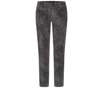 MASON'S 7/8-Chino NEW YORK SLIM aus Samt mit Nietendekor in Grau-Blau /Mehrfarbig