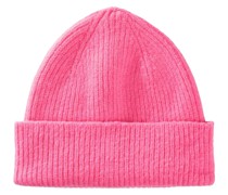 LE BONNET Rippstrick-Beanie aus Wolle in Bubblegum /Pink