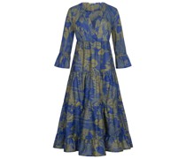 CALIBAN Kleid aus Baumwolle mit floralem Muster in Blau-Grün gemustert Onlineshop bei/BlauMehrfarbigGrün