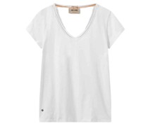 MOS MOSH T-Shirt TULLI mit V-Ausschnitt aus Baumwolle in White /Weiß