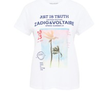 ZADIGVOLTAIRE T-Shirt ZOE PHOTOPRINT PALMIER mit Logo-Print in Blanc kaufen bei/Weiß