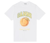GANNI Shirt PEACH mit Print in Bright White bei/Weiß