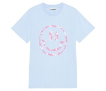 GANNI Shirt aus Bio-Baumwolle mit Smiley in Placid Blue /Blau