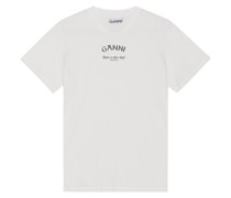 GANNI Shirt O-NECK mit Print in Bright White bei/Weiß