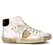 PHLIPPE MODEL Sneaker PRSX HIGH aus Leder in Veau Velour Blanc Or /WeißMehrfarbig