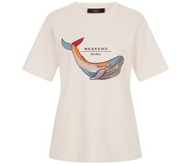 WEEKEND MAX MARA T-Shirt SCENA mit Tier-Print in Elfenbein /Weiß