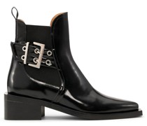 GANNI Chelsea Boots BUCKLE aus Leder mit Schnalle in Black /Schwarz
