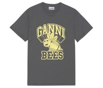 GANNI T-Shirt YELLOW BEE mit Print in Volcanic Ash /Grau