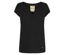 MOS MOSH T-Shirt TROY aus Leinen-Baumwoll-Gemisch in Black /Schwarz