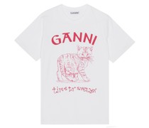 GANNI Shirt FUTURE HEAVY mit Print in Bright White bei/Weiß