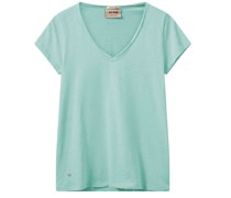 MOS MOSH T-Shirt TULLI mit V-Ausschnitt aus Baumwolle in Wasabi /Grün