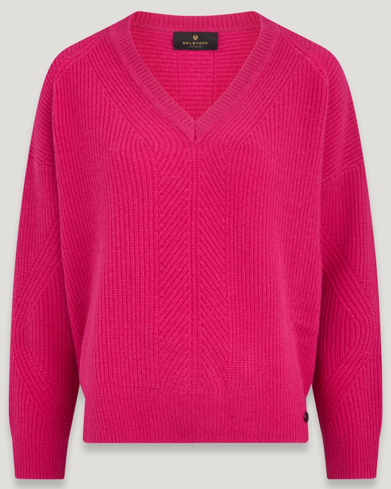 Belstaff Damen Cameron Pullover Mit V-ausschnitt für Damen Pure Cashmere M