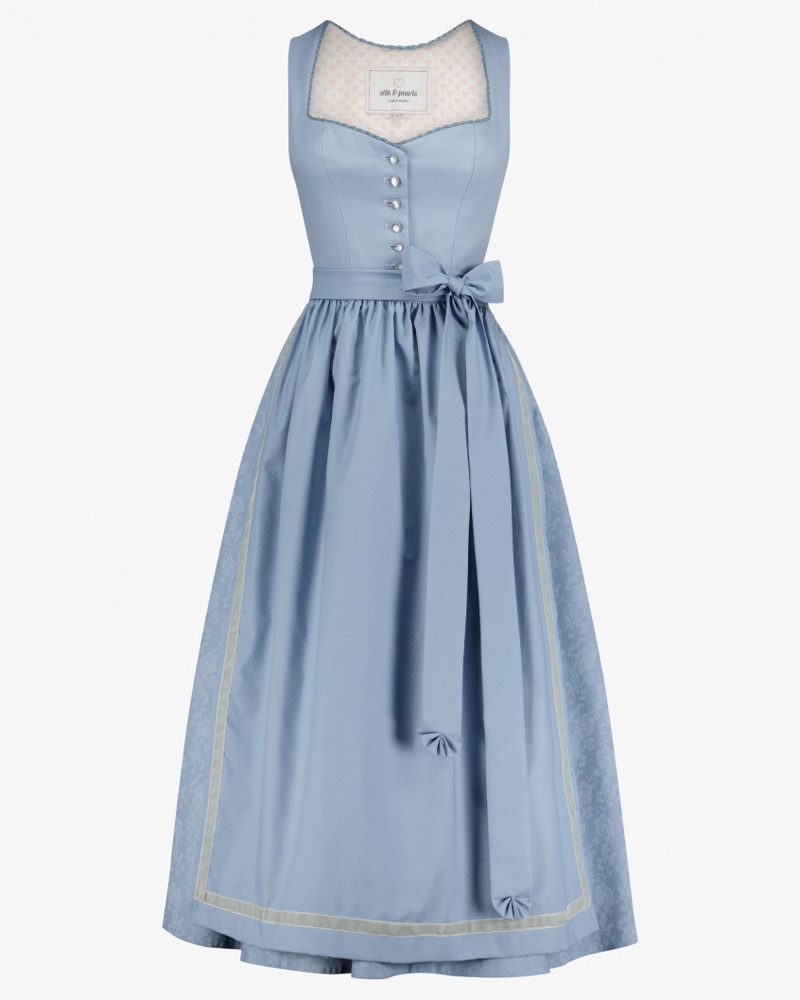 Silk & Pearls Damen Dirndl lang mit Schürze