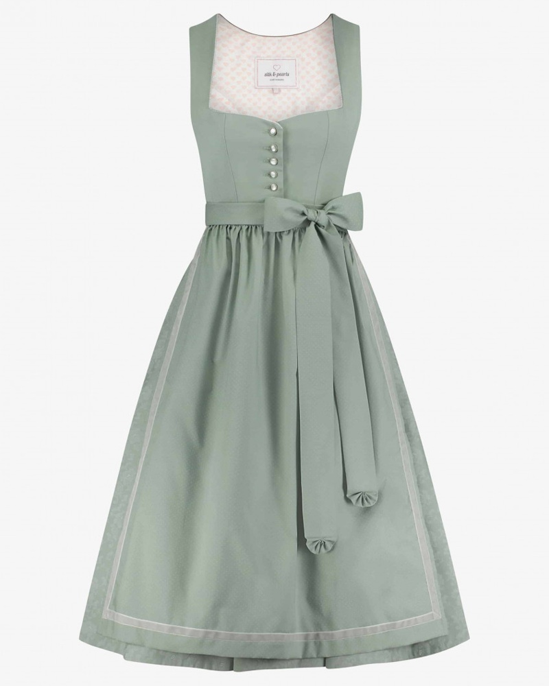 Silk & Pearls Damen Dirndl lang mit Schürze
