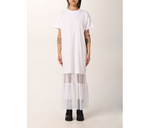 T-Shirt-Kleid aus Baumwolle und Plumetis-Tüll