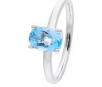 Ring ring 375 WG 1 blue Topas treat. 7x5 mm oval fac.