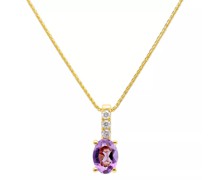 Halskette pendant/chain 375 YG 3 diamonds tot.approx. 0,06 c