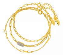 Armband Bracelet Set Cube, grey Agate, silver gold plate