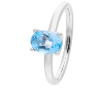 Ring ring 375 WG 1 blue Topas treat. 7x5 mm oval fac.