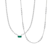 Halskette Necklace Set Cube, green Agate, silver rhodium pla