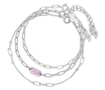 Armband Bracelet Set Cube, Amethyst, silver rhodium plate