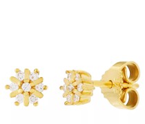 Ohrringe stud earrings 375 YG 14 diamonds tot.approx. 0,10