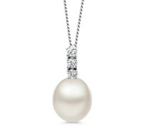 Halskette 9KT Freshwater Pearl and Cubic Zirconia Necklace