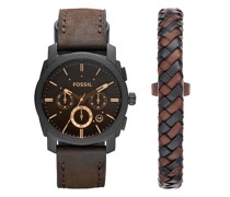 Uhren Machine Chronograph Dark Brown Leather Watch and B