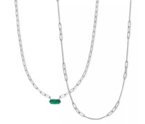 Halskette Necklace Set Cube, green Agate, silver rhodium pla