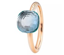 Ring Happy Holi 18k rose gold, topaz sky blue cabochon