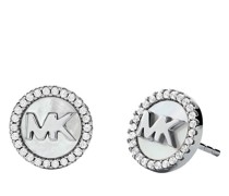 Ohrringe MK Pave and Mother of Pearl Logo Studs